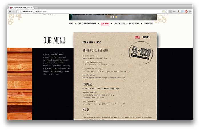 El Rio Mexican Bar & Kitchen Website by Hello Imaginarium & Layton Creative