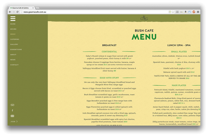Goanna Cafe Website by Hello Imaginarium & Rob Casella Creative